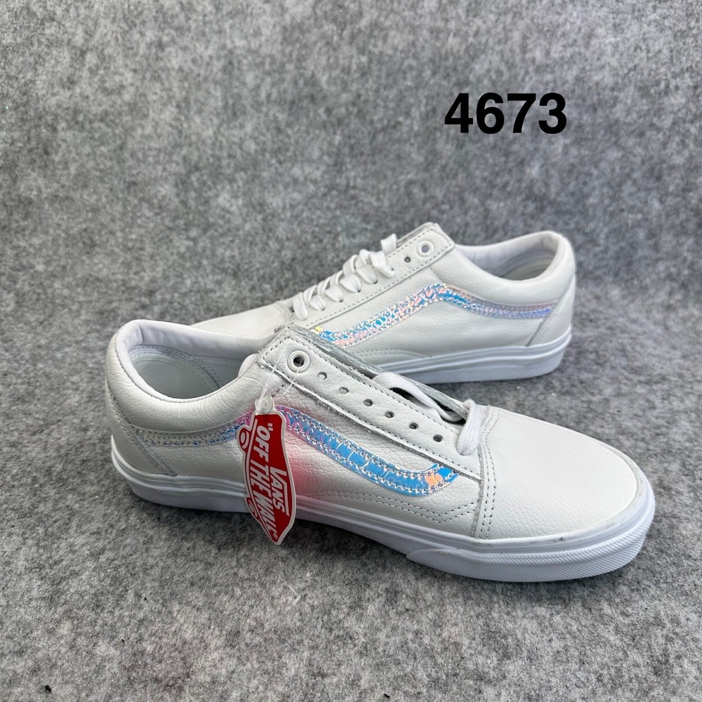 Vans Old Skool Platform Holo Sidestripe Mens 8 Womens 9.5 White Leather Sneakers